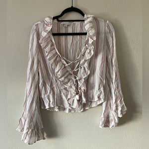 American Eagle Striped Flare Sleeve Top